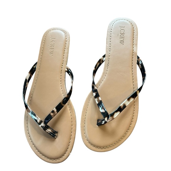 NWOT J Crew Factory Easy Summer Sandals Tortoise Shell Flip Flops 8 - Picture 3 of 8